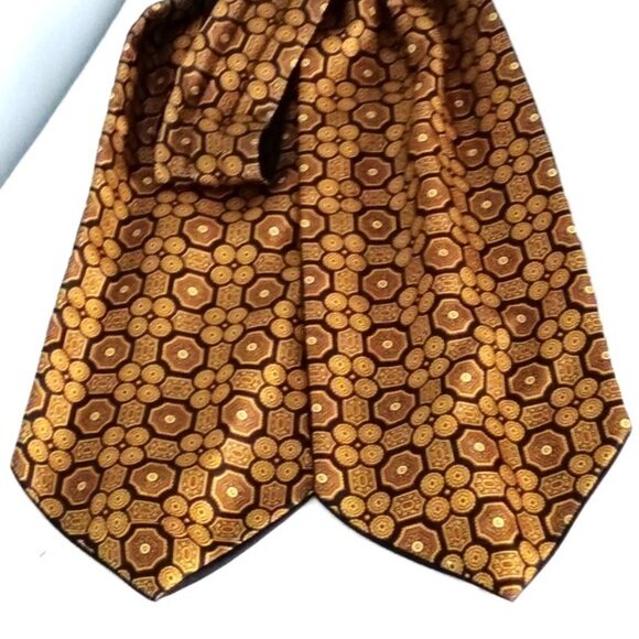 ❤️VINTAGE CHRISTIAN DIOR GOLD BLACK Silk Ascot Tie Scarf - Picture 7 of 7